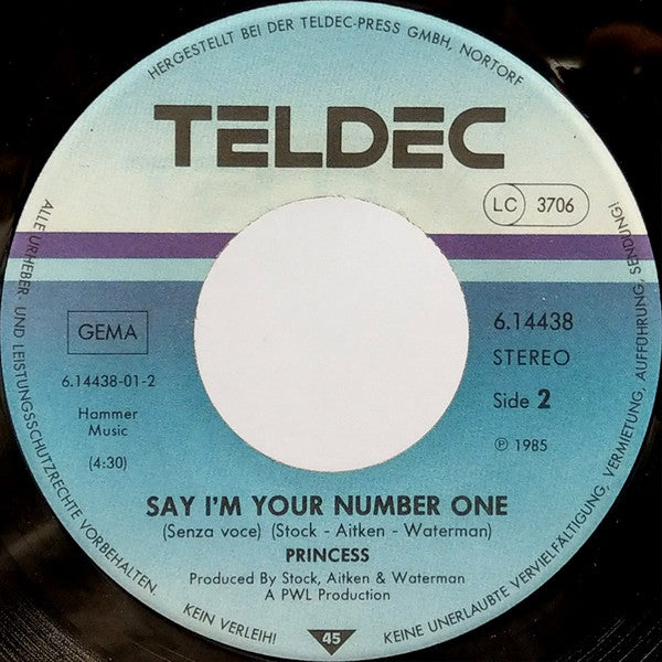 Princess : Say I'm Your No. 1 (7", Single)