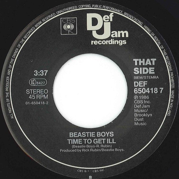 Beastie Boys : Fight For Your Right (7", Single)