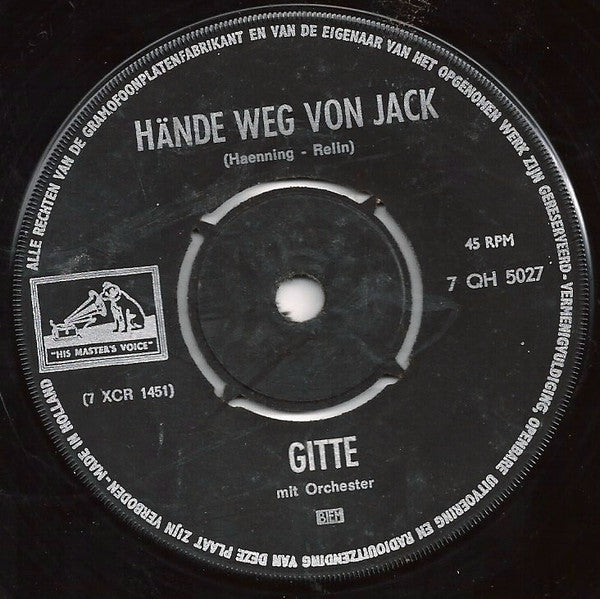 Gitte* : Nur Ein Bißchen Glück / Hände Weg Von Jack (7", Single)