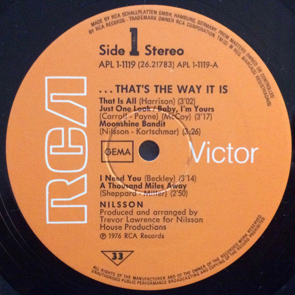 Nilsson* : ...That's The Way It Is (LP, Album, Gat)