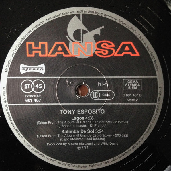 Tony Esposito : Kalimba De Luna (12", Maxi, Ltd)