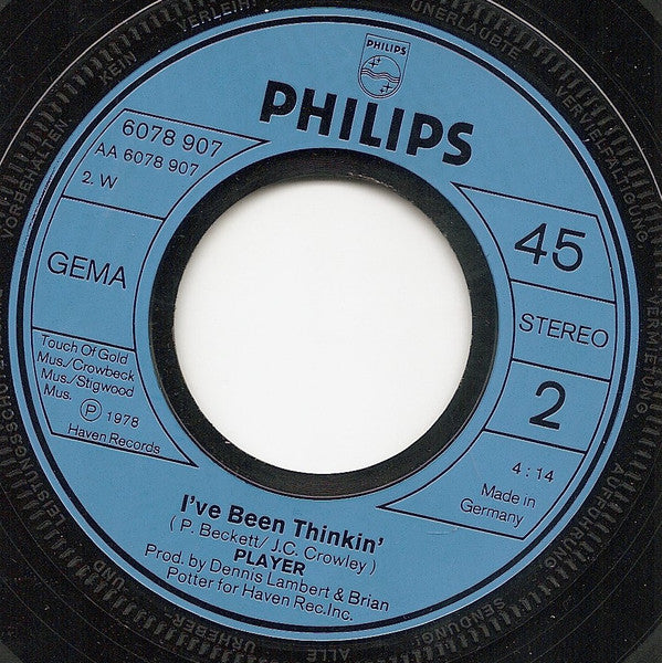 Player (4) : Silver Lining / I've Been Thinkin' (7", Single)