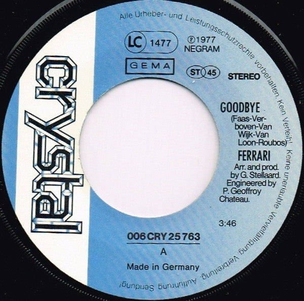 Ferrari (3) : Goodbye (7", Single)