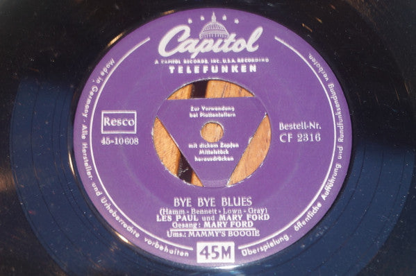 Les Paul & Mary Ford, Les Paul : Bye Bye Blues / Mammy's Boogie (7", Single)