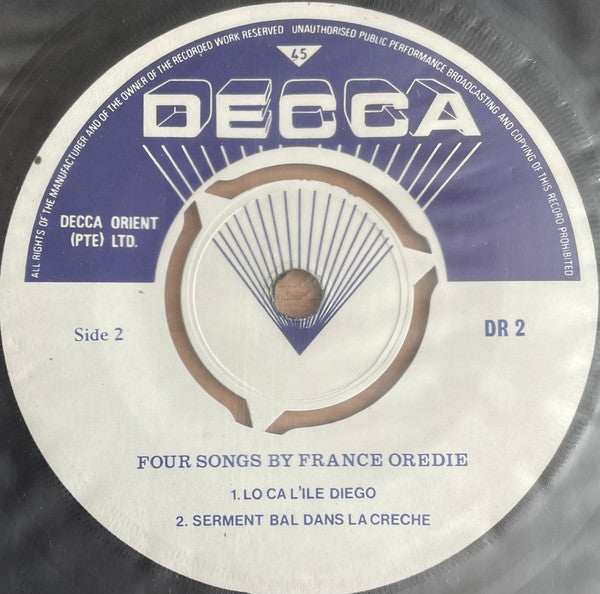 France Oredie : Songs Of The Pearls Of The Indian Ocean (7", EP)