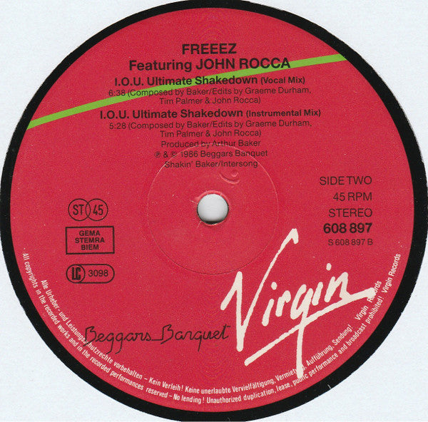 Freeez Featuring John Rocca : I.O.U. (The Ultimate Mixes '87) (12", Single)