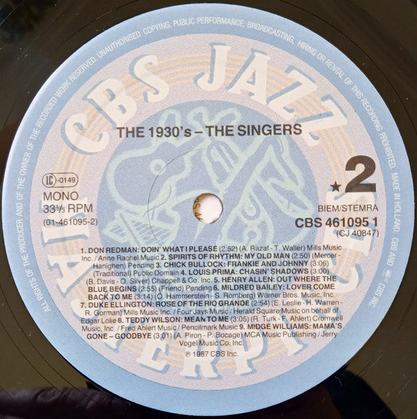 Various : The 1930's -The Singers (LP, Comp, RM)