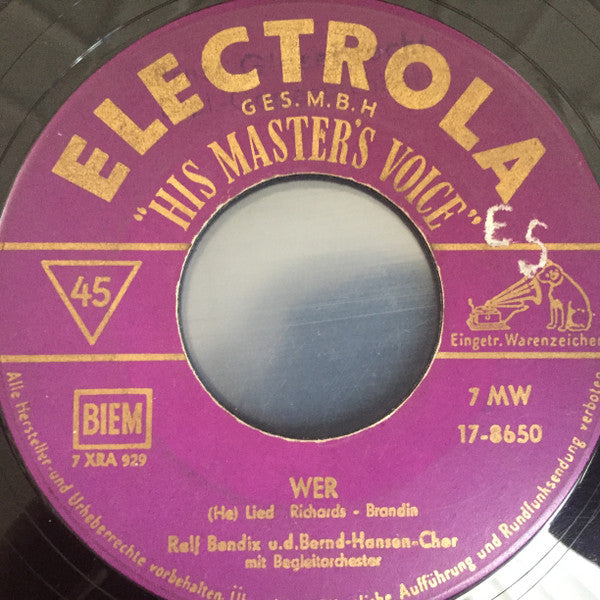 Ralf Bendix : Es War Im Anfang (7", Single)
