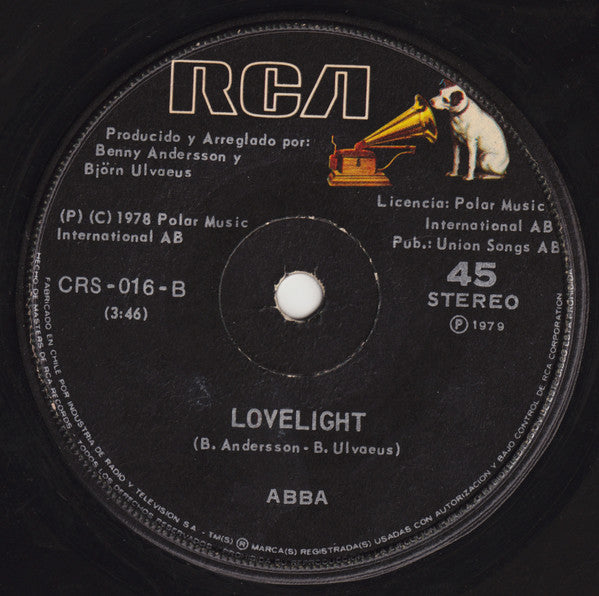 ABBA : Chiquitita (En Español) / Lovelight (7", Single)
