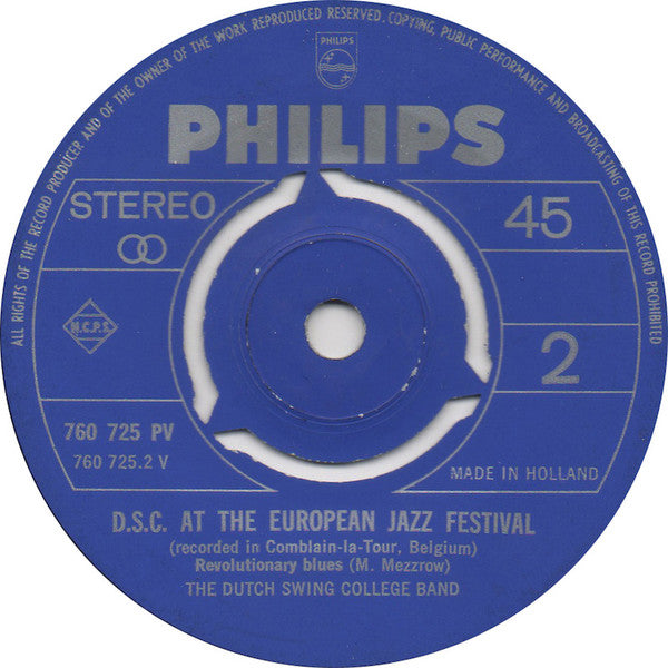 The Dutch Swing College Band : D.S.C. At The European Jazz Festival (7", EP, Mono)