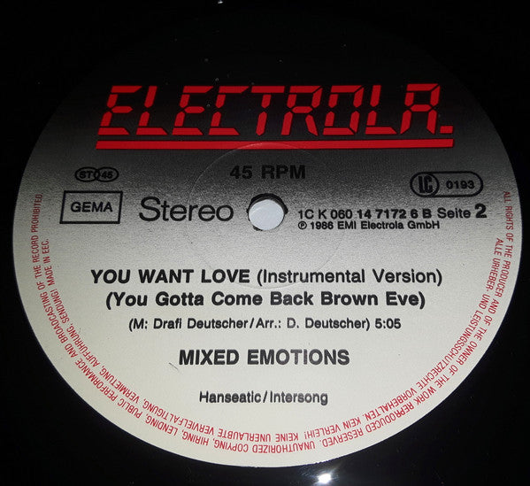 Mixed Emotions : You Want Love (Maria , Maria ...) (Extended Version) (12", Maxi)