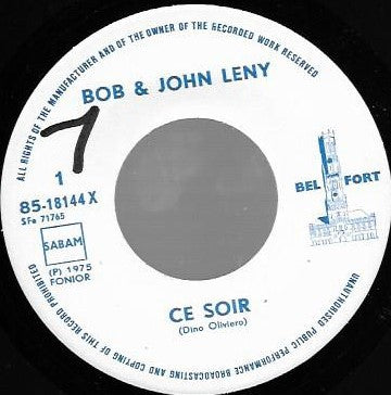John Leny, Bob Leny : Ce Soir (7", Single)