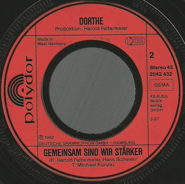 Dorthe Kollo : Bei Nacht / Gemeinsam Sind Wir Stärker (7", Single)