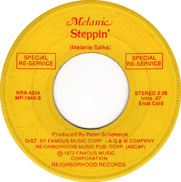 Melanie (2) : Steppin' (7", Single, Promo)