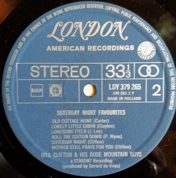 Bill Clifton And His Dixie Mountain Boys : Saturday Night Favourites (LP, Album)