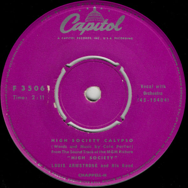 Louis Armstrong And His Band / Bing Crosby : High Society Calypso (7")