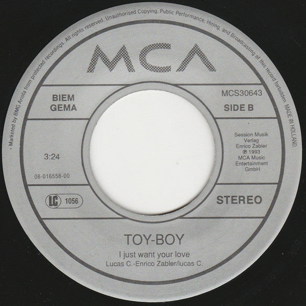Toy Boy : Careless Whisper (I'm Never Gonna Dance Again) (7")
