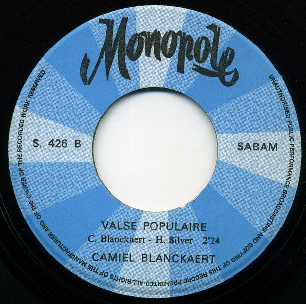 Camille Blanckaert : Blaze Away / Valse Populaire (7", Single, Blu)