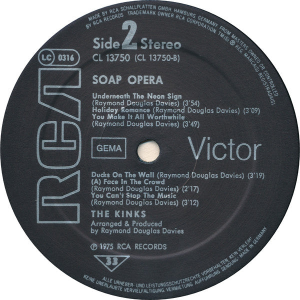 The Kinks : Soap Opera (LP, Album, RE)