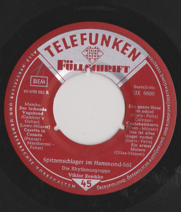 Die Rhythmusgruppe Viktor Reschke : Spitzenschlager Im Hammond-Still (7", EP)