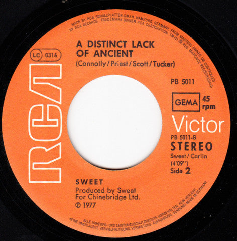 Sweet* : Fever Of Love (7", Single)