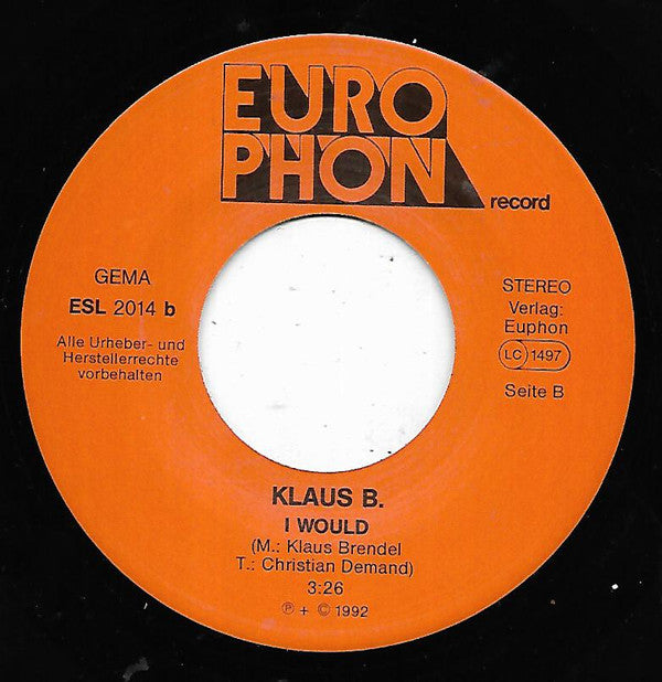 Klaus Brendel : There's A True Life (Behind All Music) (7", Single)