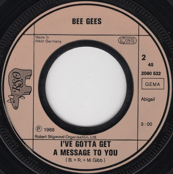 Bee Gees : Massachusetts / I've Gotta Get A Message To You (7", Single)