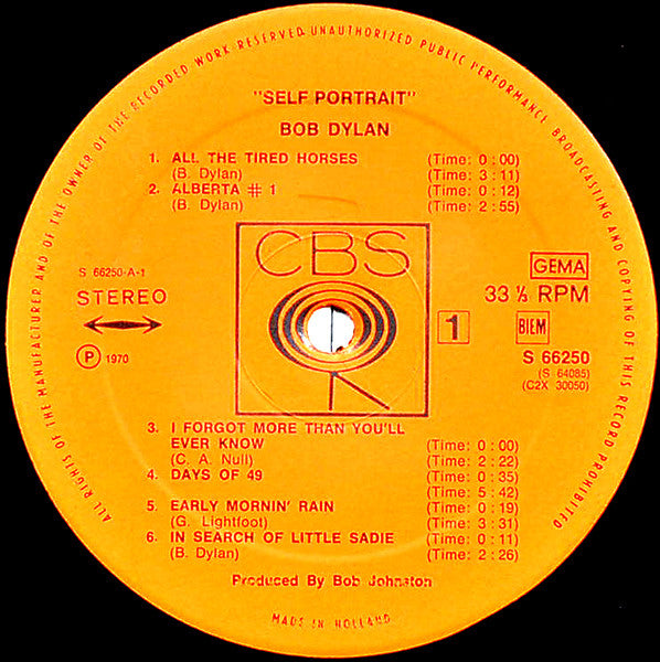 Bob Dylan : Self Portrait (2xLP, Album, RE)