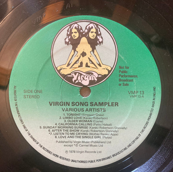 Various : The Virgin Song Sampler (LP, Comp, Promo)