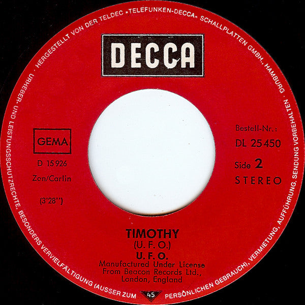 UFO (5) : C'mon Everybody / Timothy (7", Single)