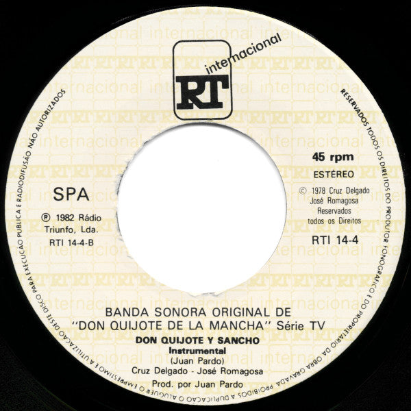 Juan Pardo : Don Quijote Y Sancho - Banda Sonora Original Da Série De TV "Don Quijote De La Mancha" (7", Single)