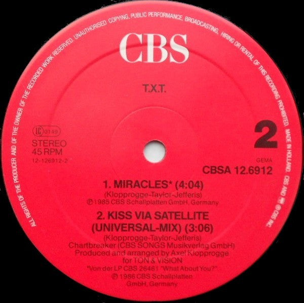 T.X.T. : Kiss Via Satellite (12", Maxi)