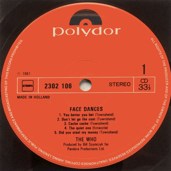 The Who : Face Dances (LP, Album)