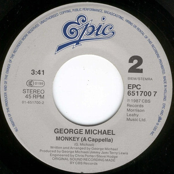 George Michael : Monkey (7", Single, Lar)