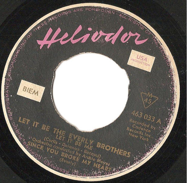 Everly Brothers : Let It Be (7", EP)