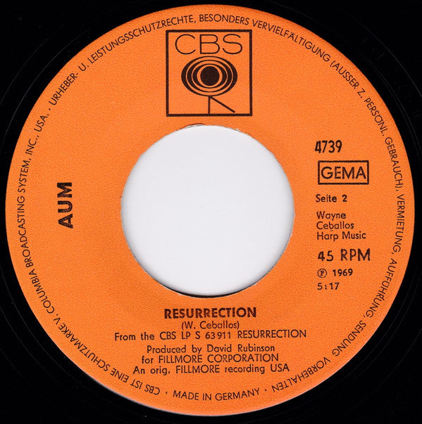 Aum (2) : Bye Bye Baby / Resurrection (7", Single, Promo)