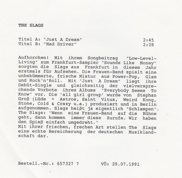 The Slags : Just A Dream (7", EP)
