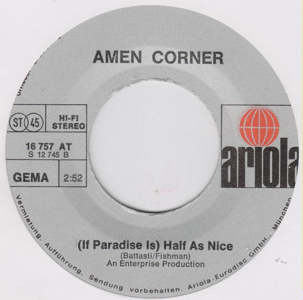 Amen Corner : High In The Sky / (If Paradise Is) Half As Nice (7", Single, RE)