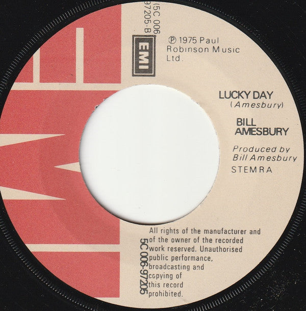 Bill Amesbury : Every Girl In The World Tonight (7", Single)