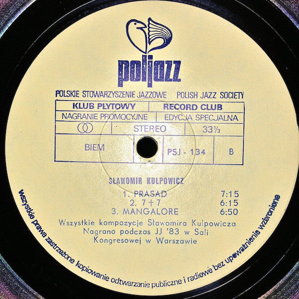 Sławomir Kulpowicz : Three Études / Prasad In Mangalore (LP, Album, Club)