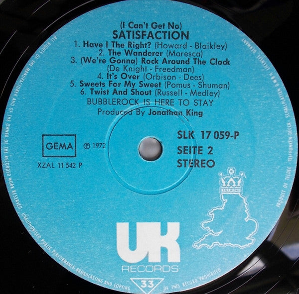 Bubblerock : (I Can't Get No) Satisfaction (LP, Album)