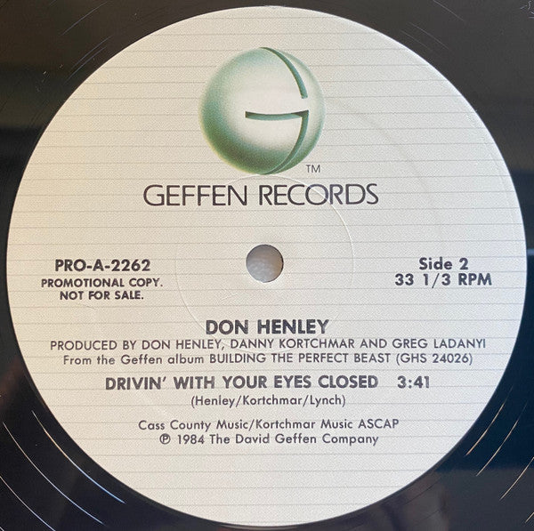Don Henley : Drivin' With Your Eyes Closed (12", Single, Promo)