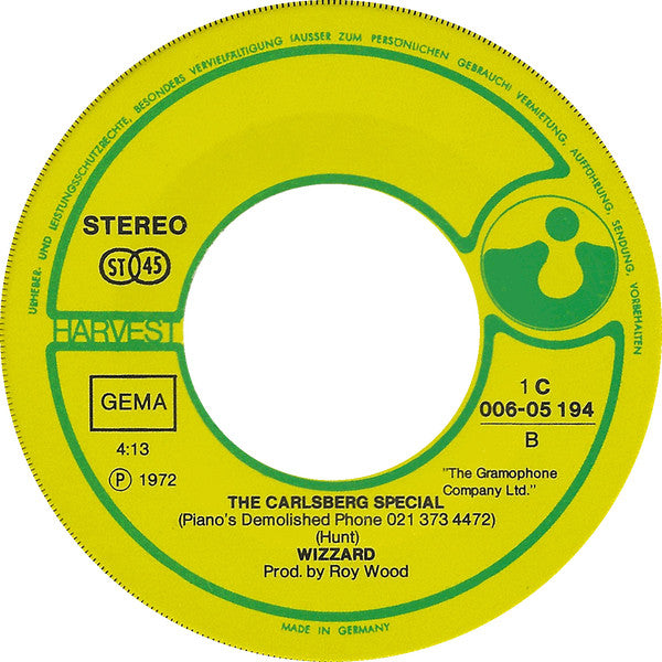 Wizzard (2) : Ball Park Incident / The Carlsberg Special (7", Single)