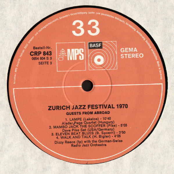 Various : Zurich Jazz Festival 1970 (2xLP, Album)