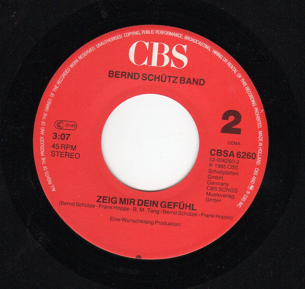 Bernd Schütz Band : Wahnsinnig Stark (7", Single)