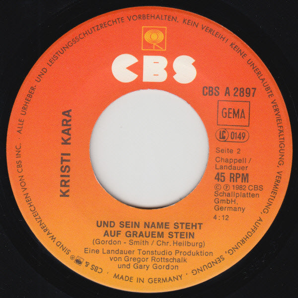 Kristi Kara : Kalt Wie Eis (7", Single)