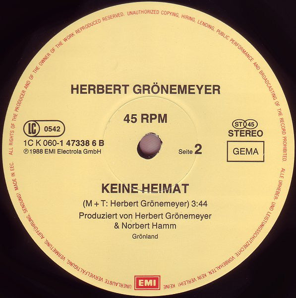 Herbert Grönemeyer : Was Soll Das (Verlängerter Neumix) (12", Maxi)