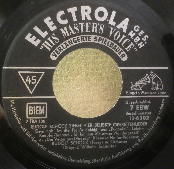 Rudolf Schock : Singt Vier Beliebte Operetten-Lieder (7", EP, Mono)
