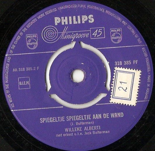Willeke Alberti : Tom Pillibi / Spiegeltje Spiegeltje (7", Single)