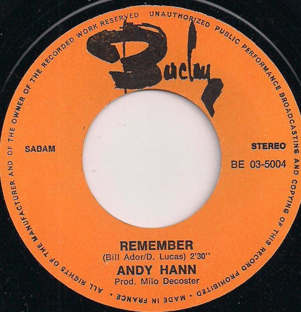 Andy Hann : Without You I'm A Lonely Boy (7", Single)